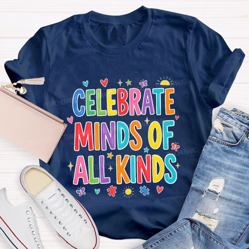 Celebrate Minds Of All Kinds Sunshine Butterfly Teacher T-shirts