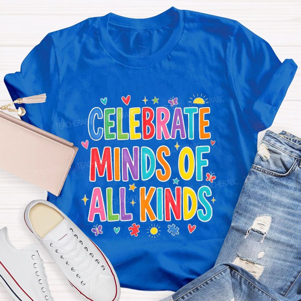 Celebrate Minds Of All Kinds Sunshine Butterfly Teacher T-shirts