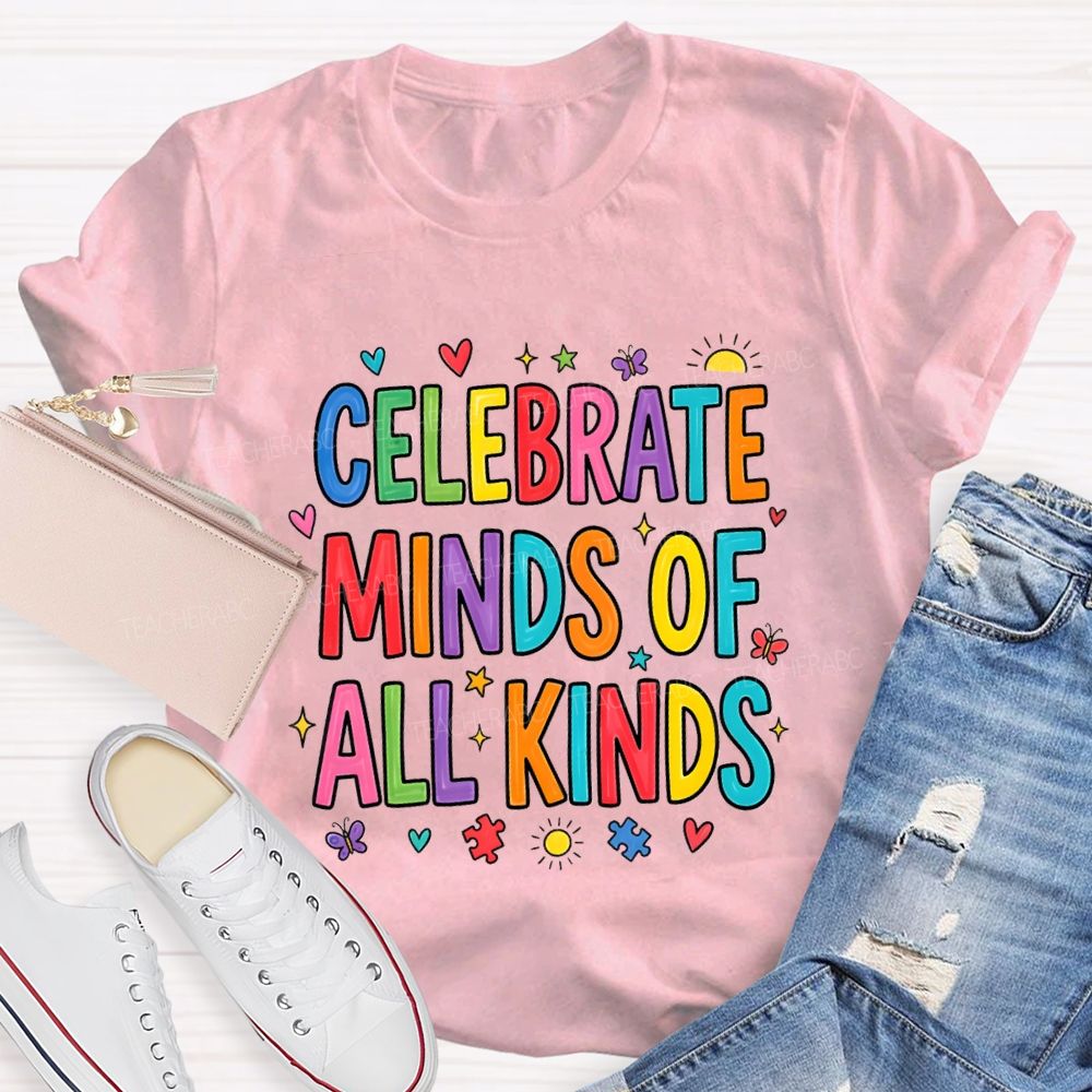 Celebrate Minds Of All Kinds Sunshine Butterfly Teacher T-shirts