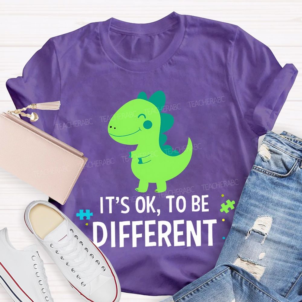 It'S Ok To Be Different With The Little Dinosaur Teacher T-shirt