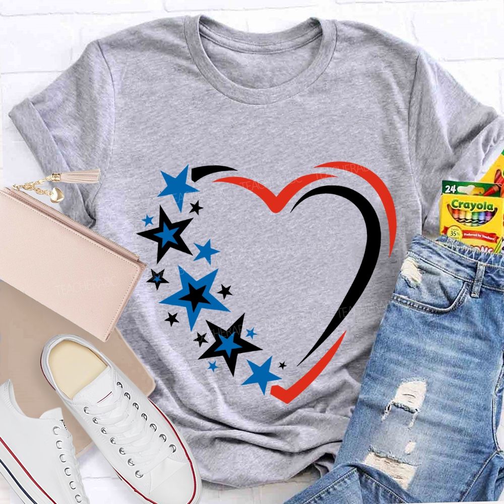 America 250 Years Stars And Hearts Teacher T-shirt