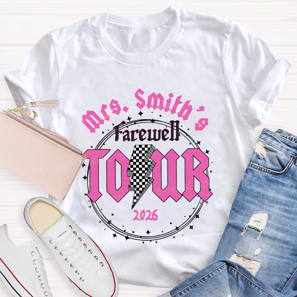 Personalized Name 2026 Farewell Tour Star Circle Teacher T-Shirt