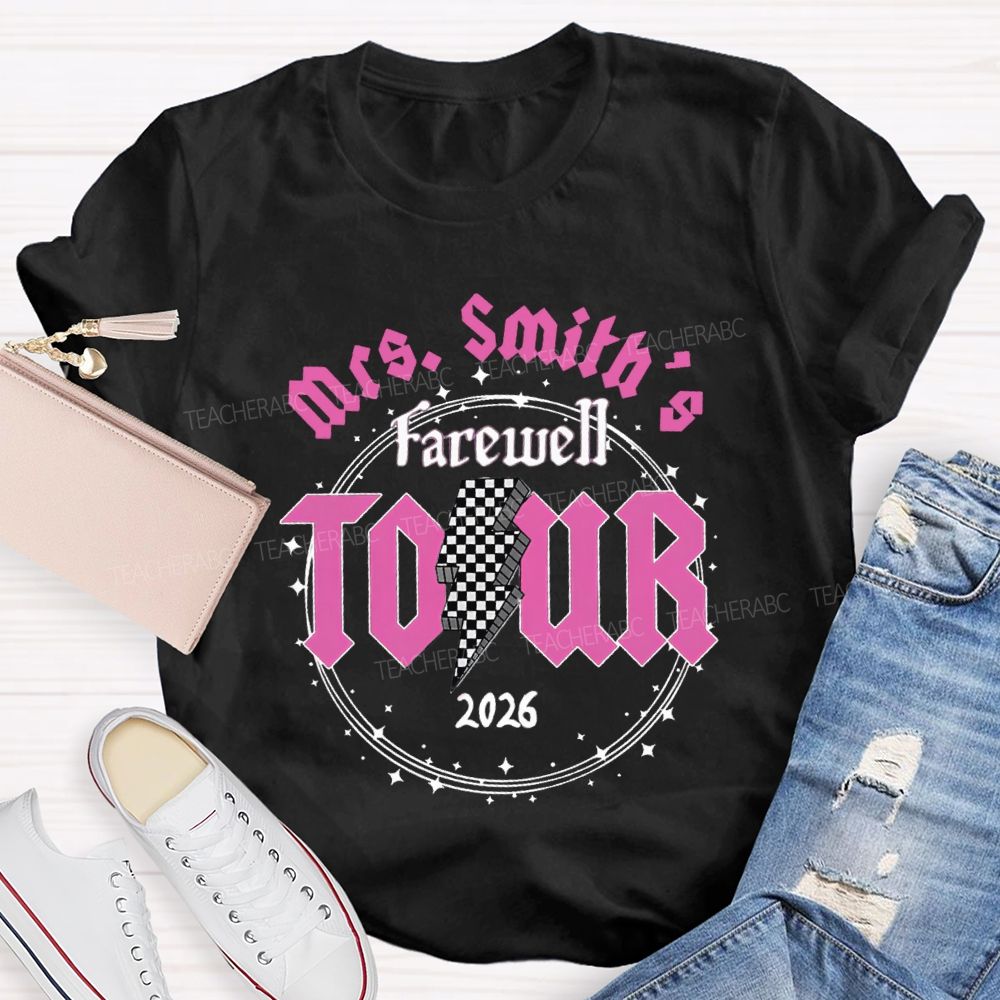 Personalized Name 2026 Farewell Tour Star Circle Teacher T-Shirt