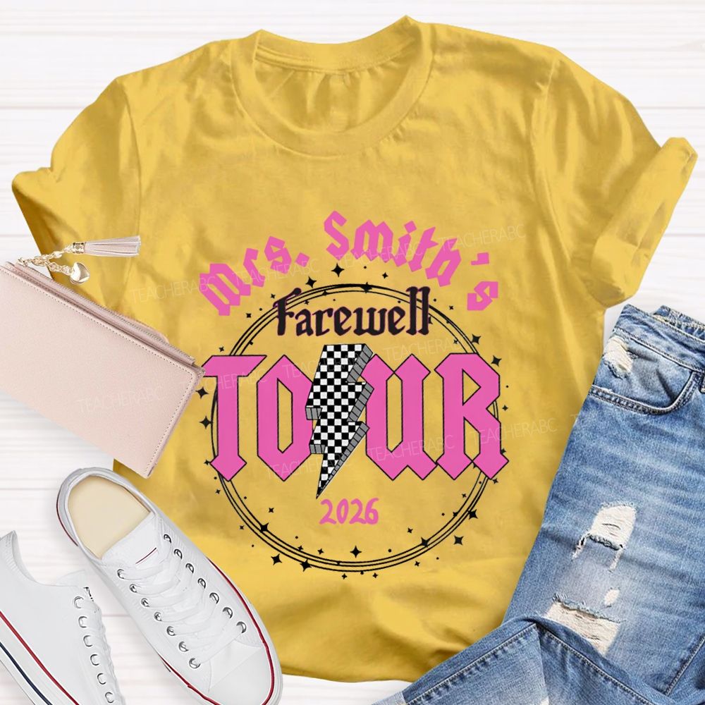 Personalized Name 2026 Farewell Tour Star Circle Teacher T-Shirt