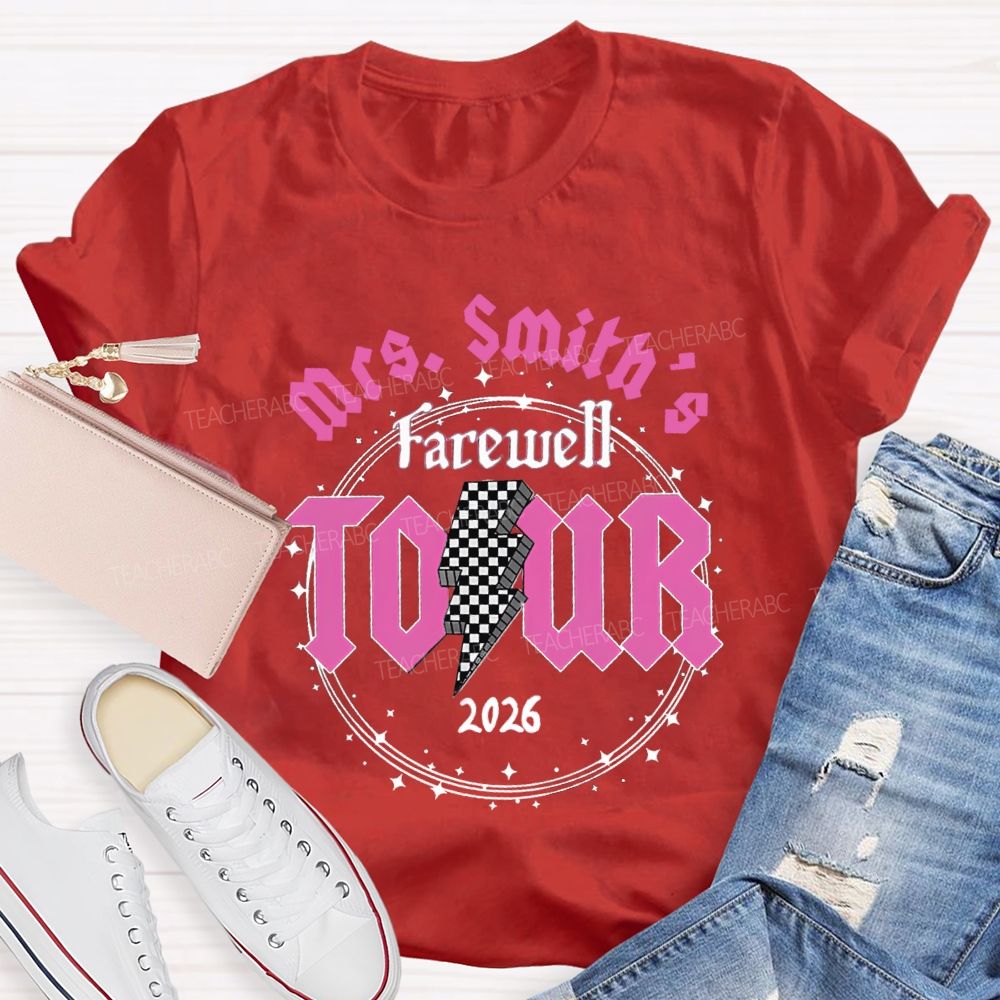 Personalized Name 2026 Farewell Tour Star Circle Teacher T-Shirt