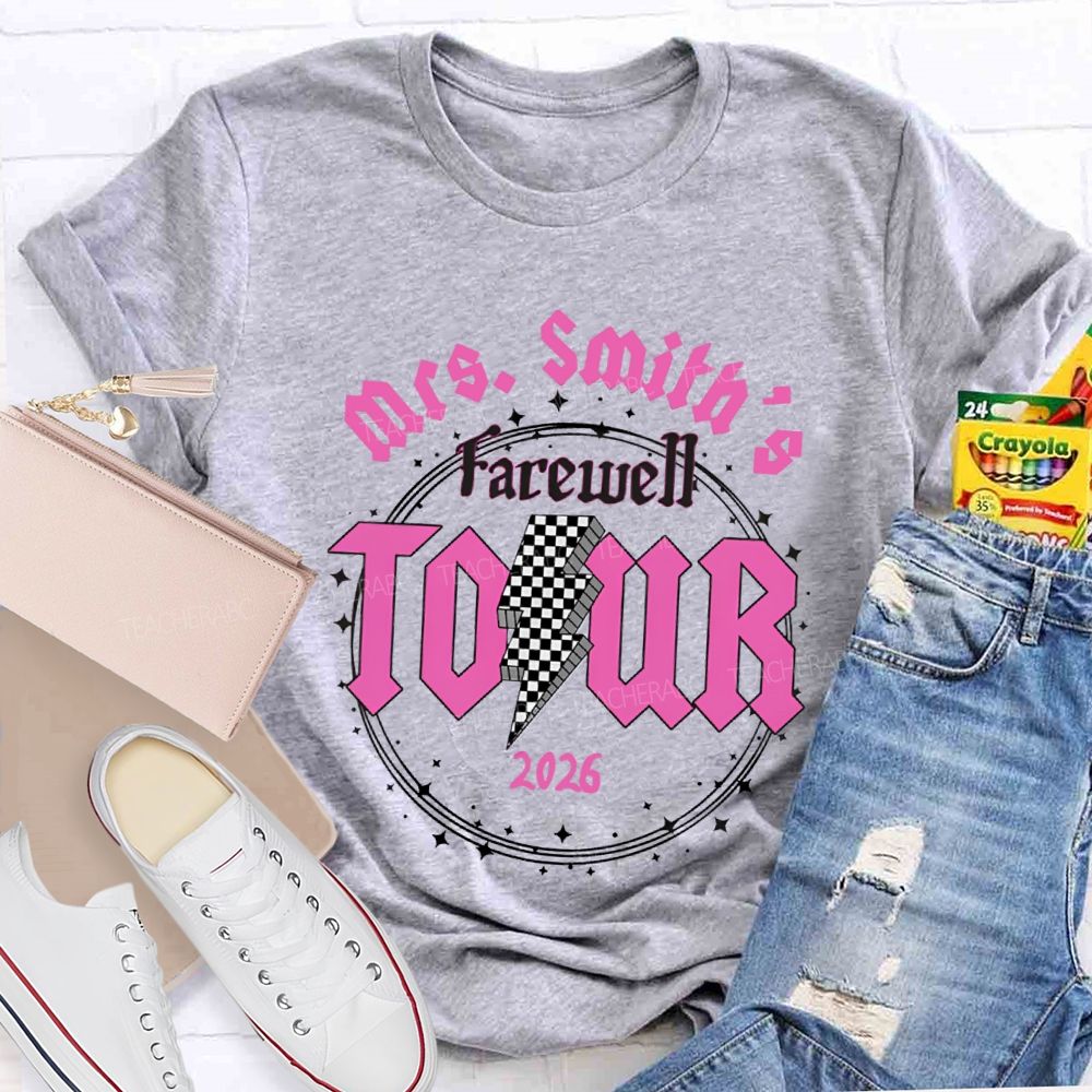 Personalized Name 2026 Farewell Tour Star Circle Teacher T-Shirt
