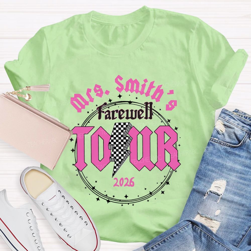 Personalized Name 2026 Farewell Tour Star Circle Teacher T-Shirt