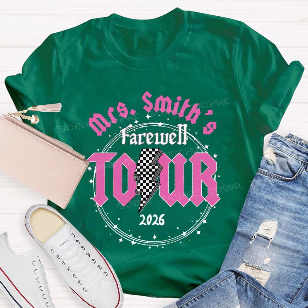Personalized Name 2026 Farewell Tour Star Circle Teacher T-Shirt