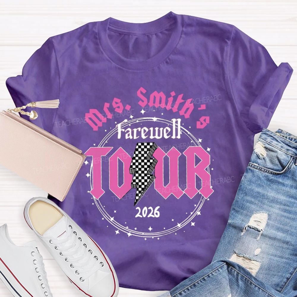 Personalized Name 2026 Farewell Tour Star Circle Teacher T-Shirt