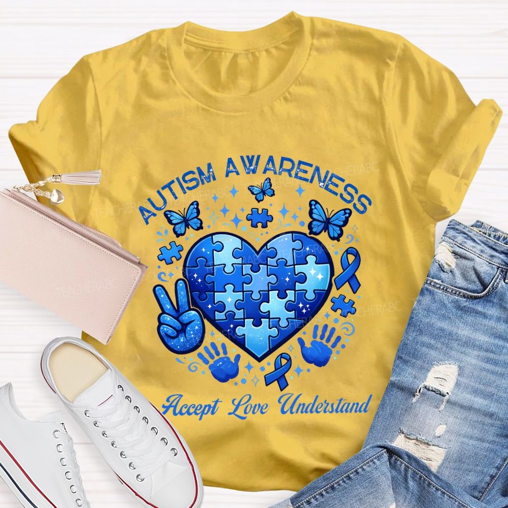 Autism Awareness Accept Love Understand Teacher T-shirt