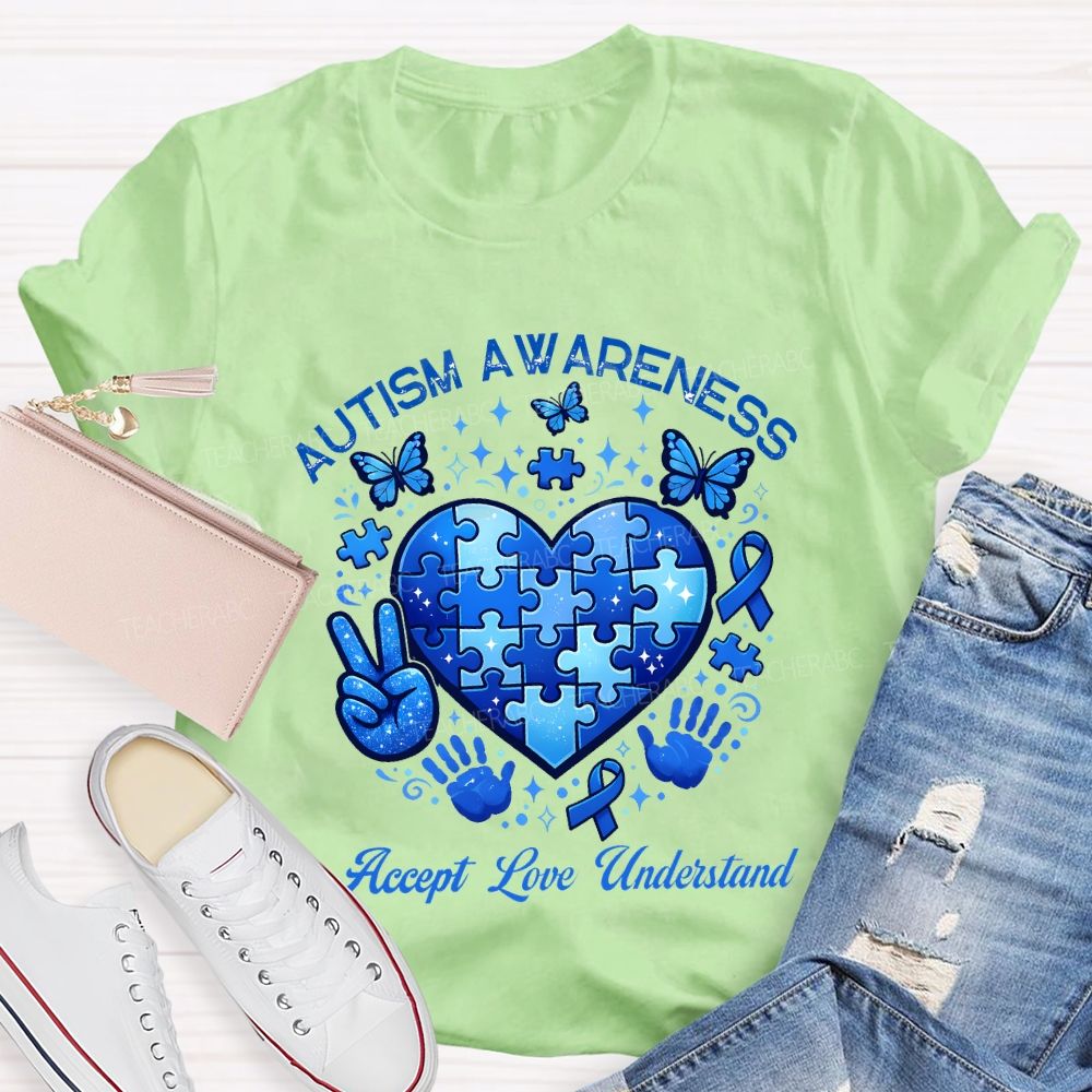 Autism Awareness Accept Love Understand Teacher T-shirt