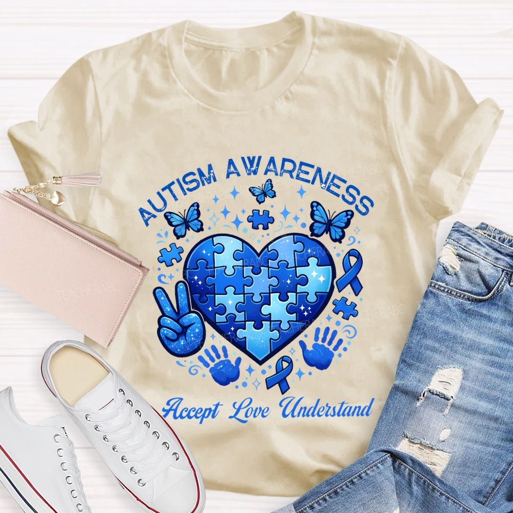 Autism Awareness Accept Love Understand Teacher T-shirt