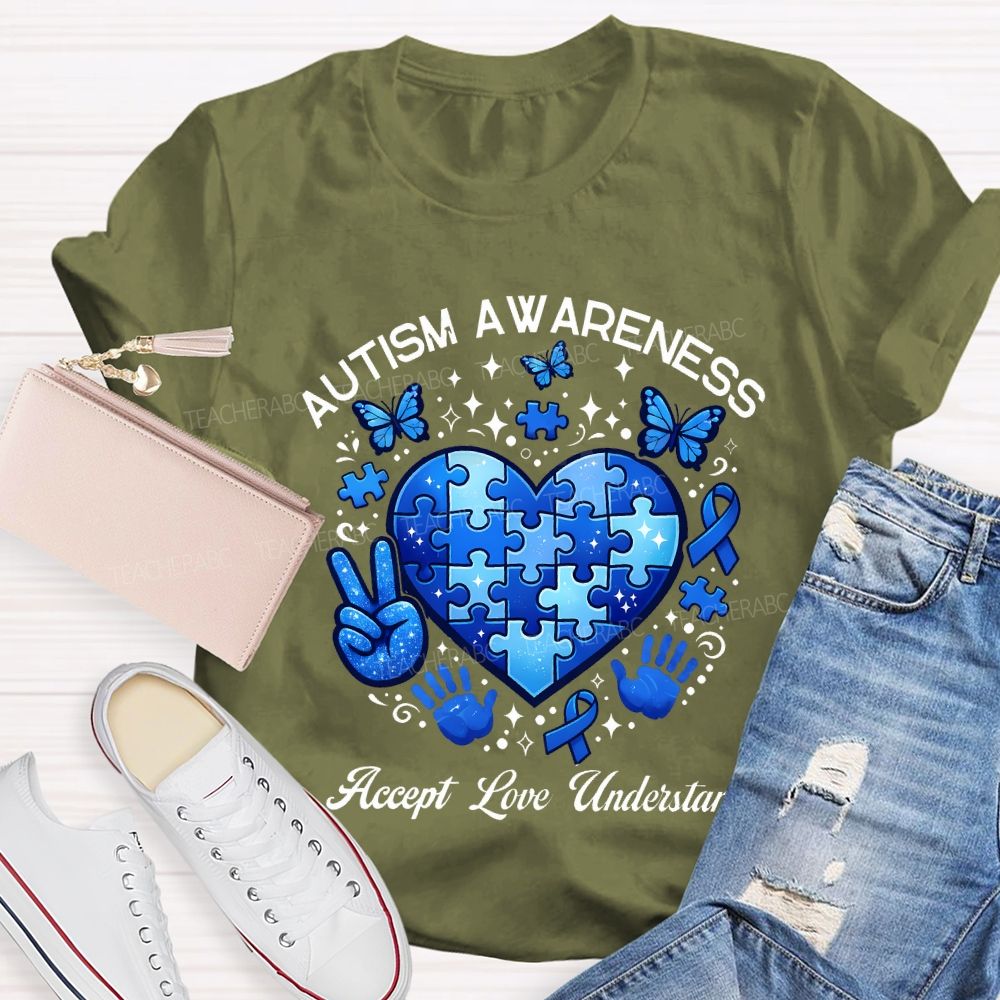 Autism Awareness Accept Love Understand Teacher T-shirt