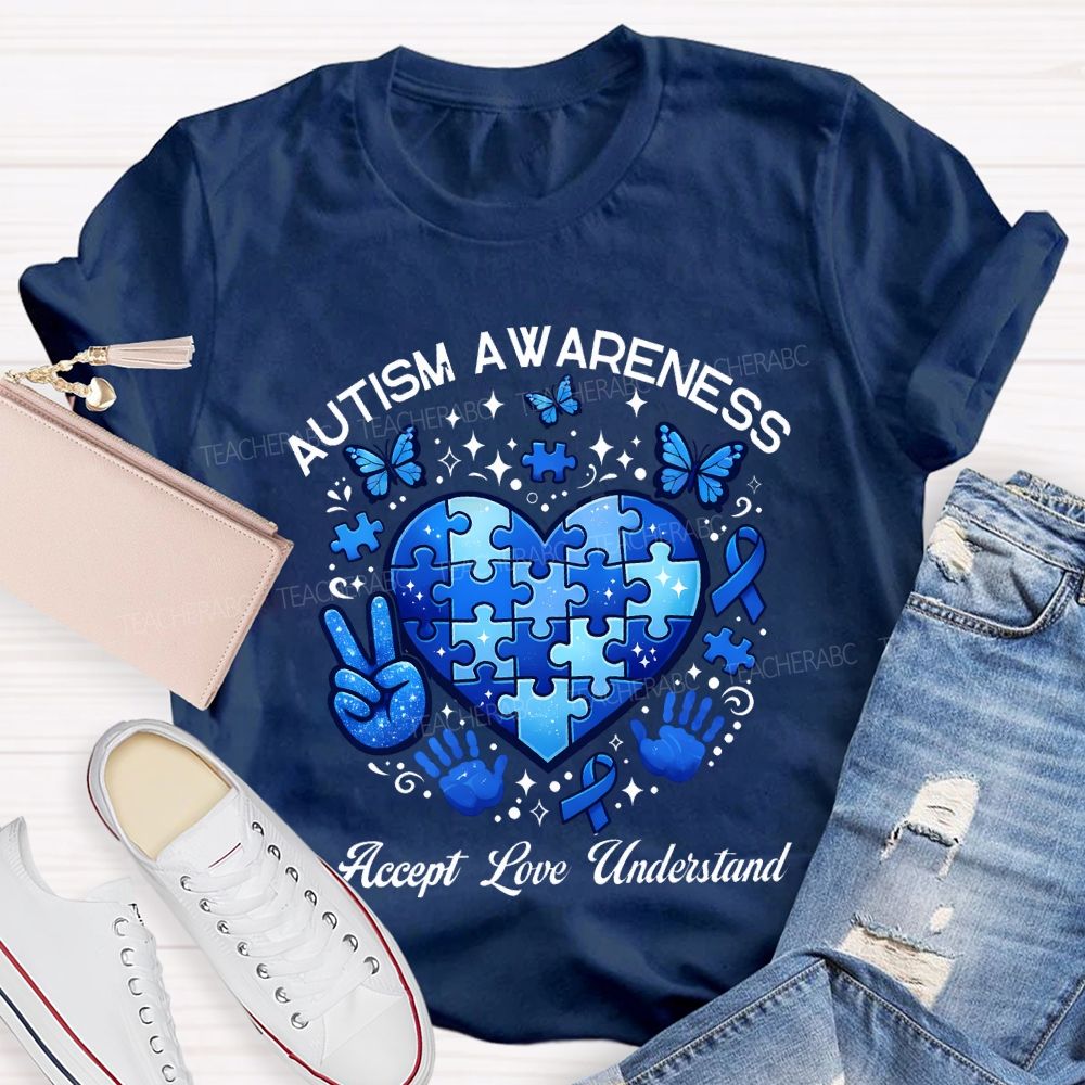 Autism Awareness Accept Love Understand Teacher T-shirt