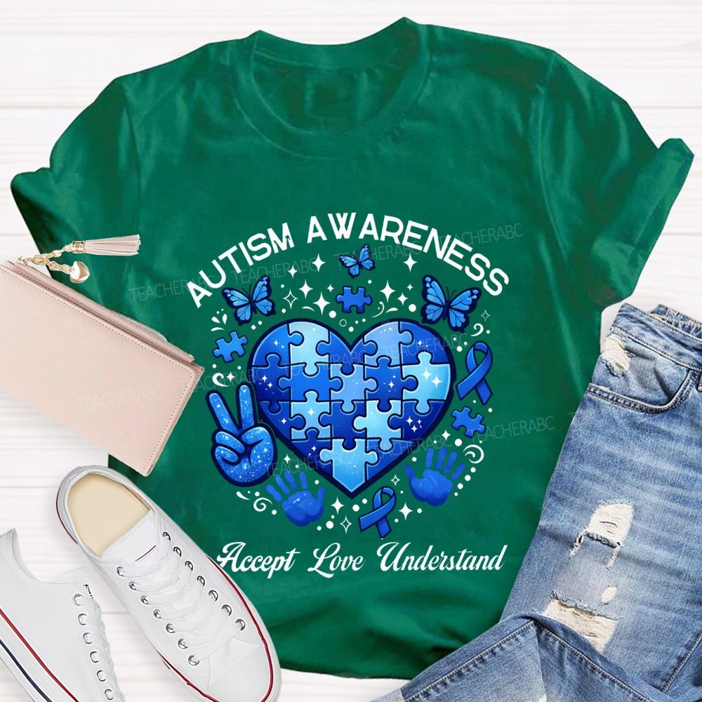 Autism Awareness Accept Love Understand Teacher T-shirt
