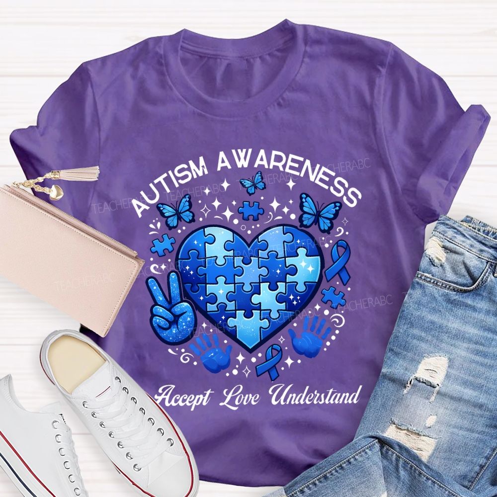 Autism Awareness Accept Love Understand Teacher T-shirt