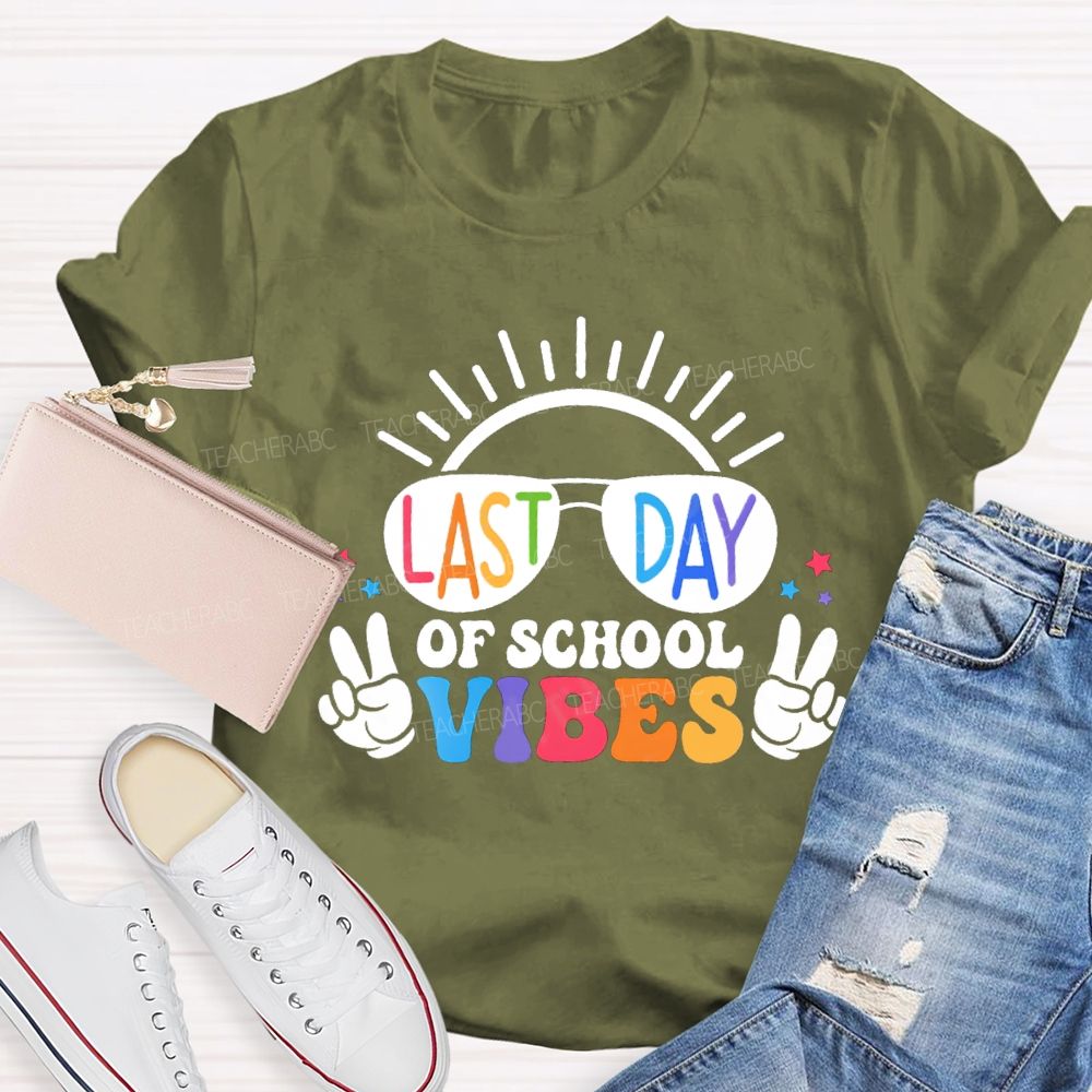 Last Day Of School Vibes Sunshine Teacher T-Shirt