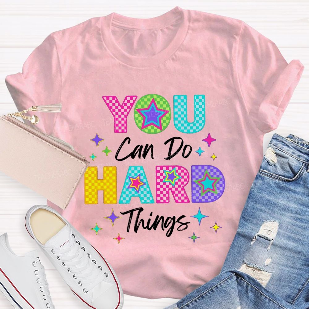 You Can Do Hard Thing Plaid Letters Teacher T-Shirt
