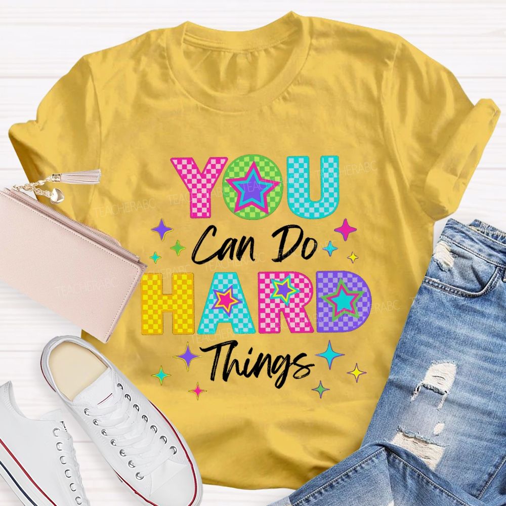 You Can Do Hard Thing Plaid Letters Teacher T-Shirt