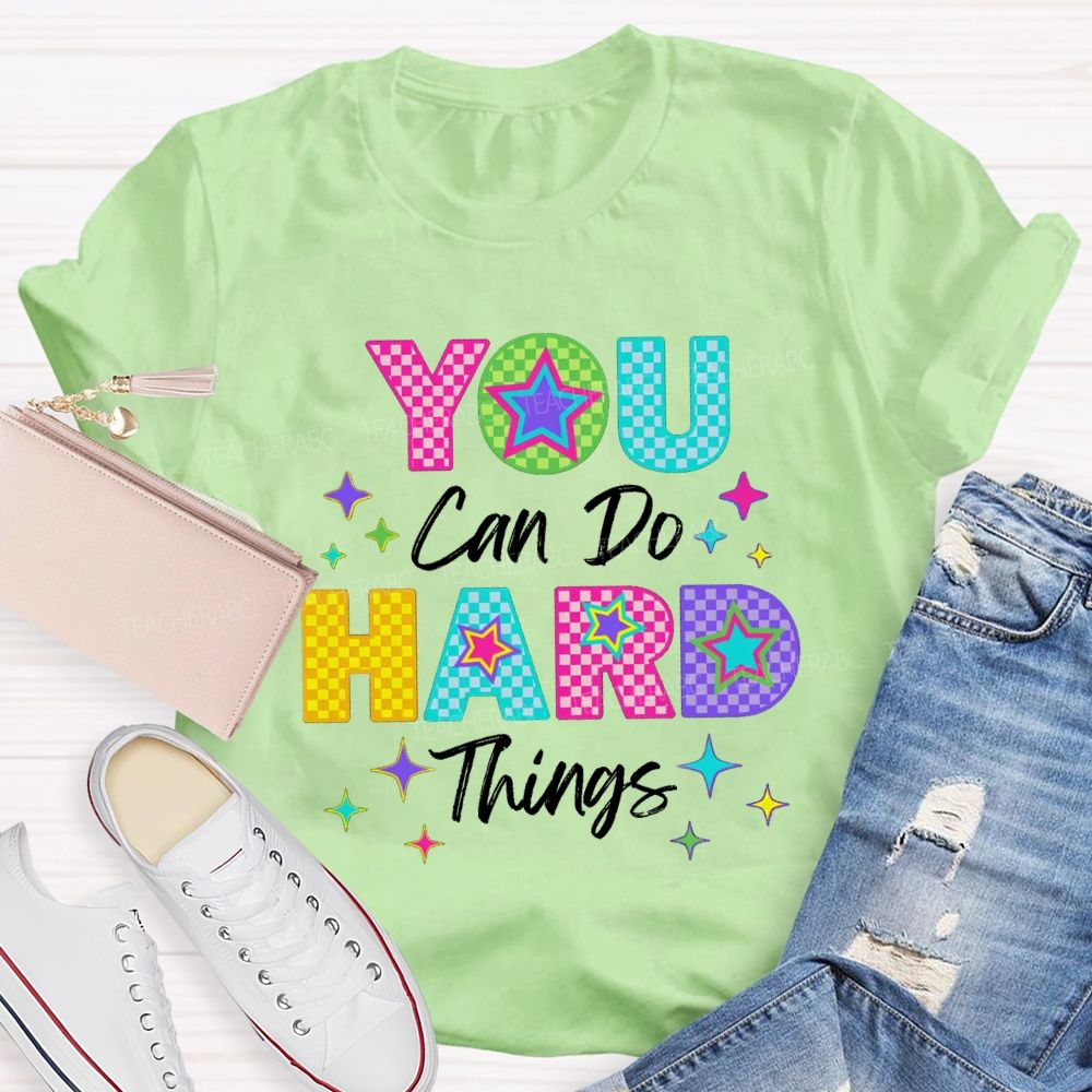 You Can Do Hard Thing Plaid Letters Teacher T-Shirt