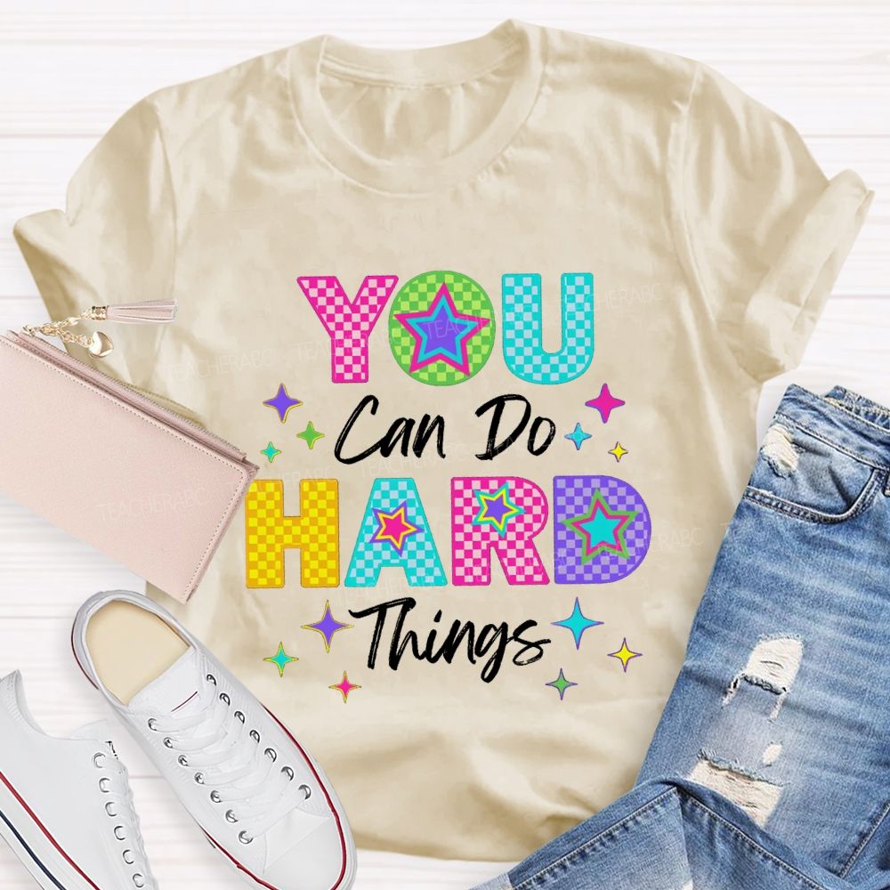 You Can Do Hard Thing Plaid Letters Teacher T-Shirt
