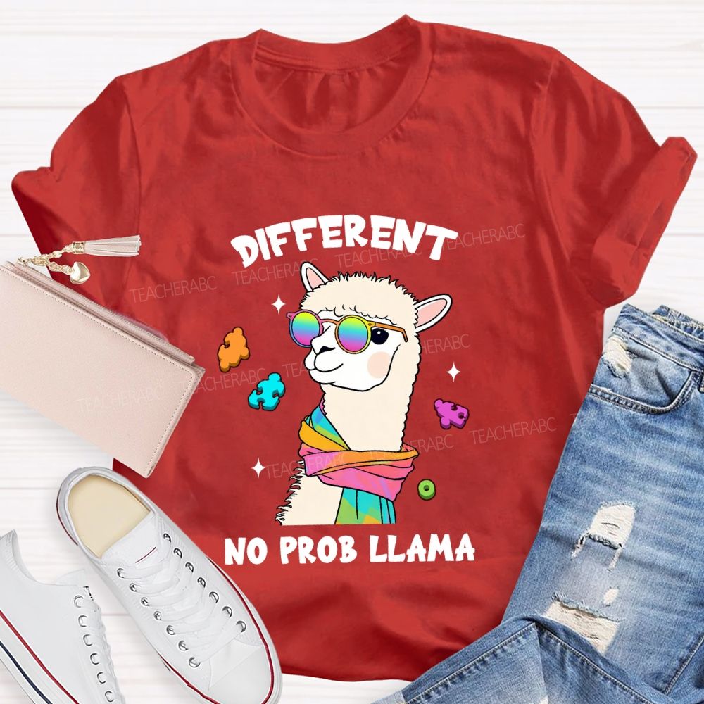 Different No Prob Llama Cute Alpaca Teacher T-Shirt