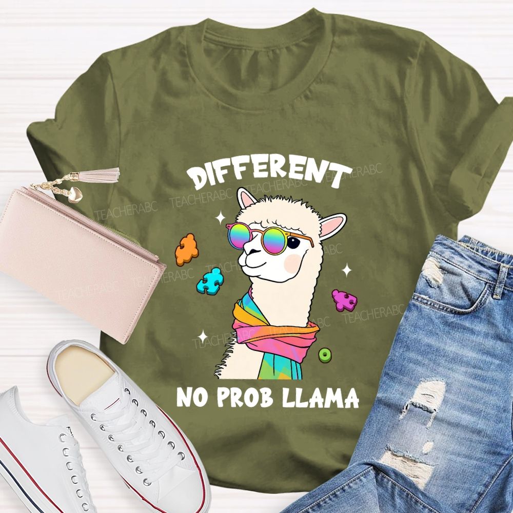 Different No Prob Llama Cute Alpaca Teacher T-Shirt