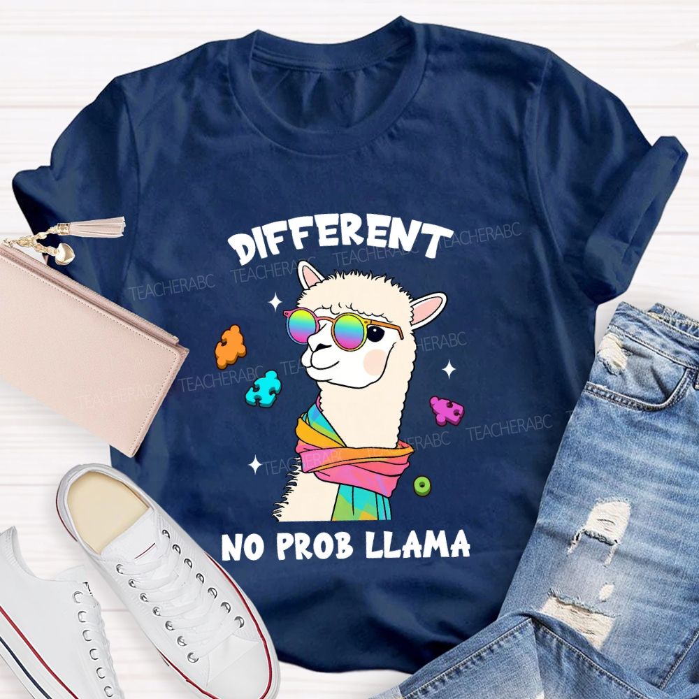 Different No Prob Llama Cute Alpaca Teacher T-Shirt