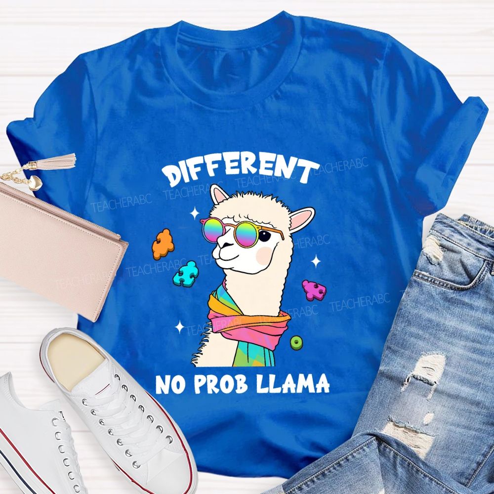 Different No Prob Llama Cute Alpaca Teacher T-Shirt