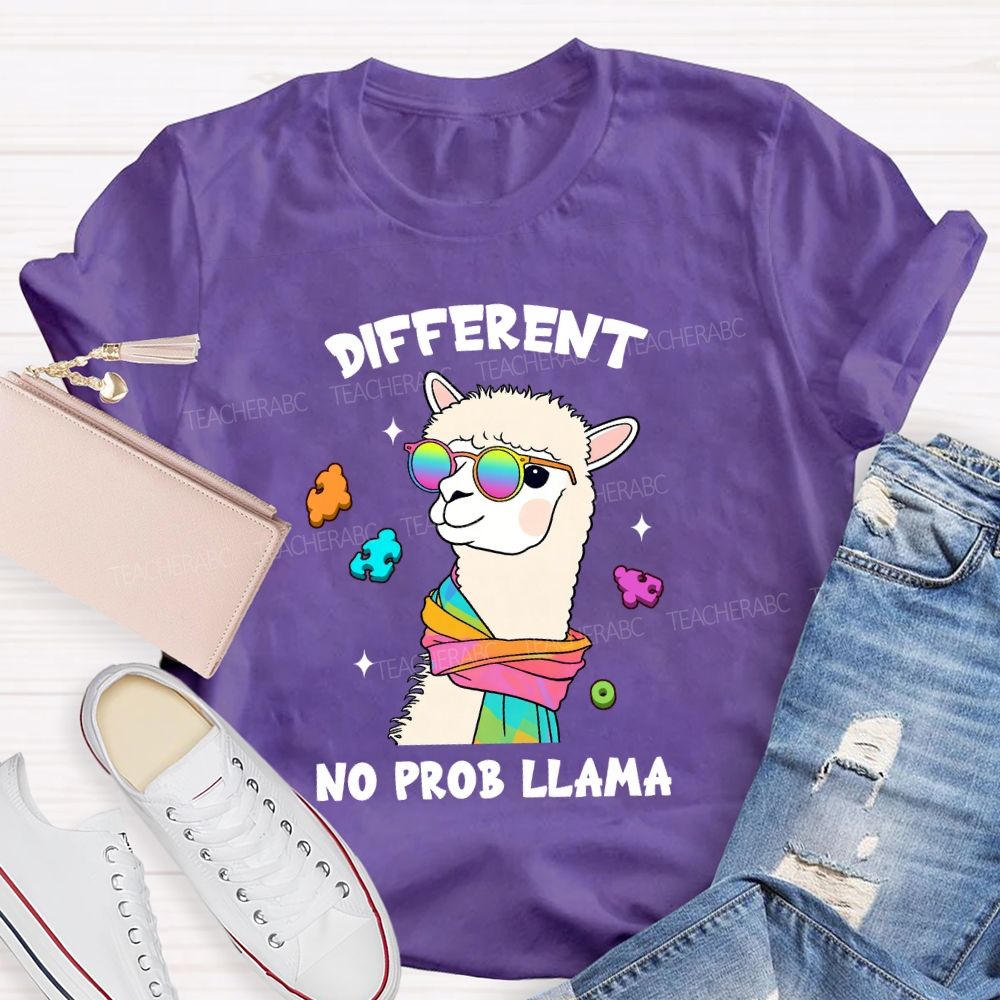 Different No Prob Llama Cute Alpaca Teacher T-Shirt