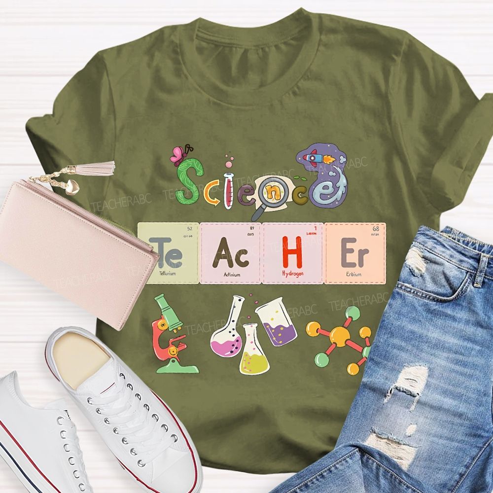 Science Teacher Various Experimental Equipment Teacher T-shirt