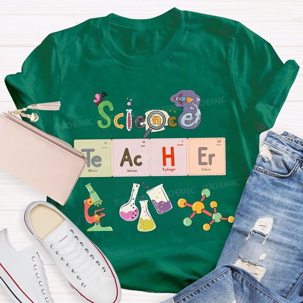 Science Teacher Various Experimental Equipment Teacher T-shirt