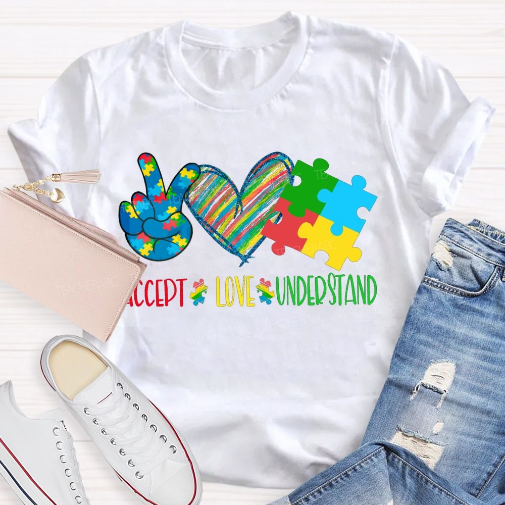 Accept Love Understand Colorful Hearts T-shirt