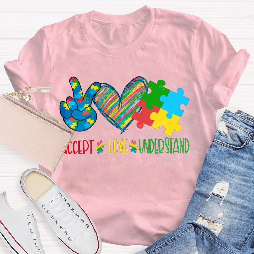 Accept Love Understand Colorful Hearts T-shirt