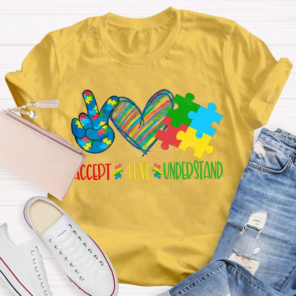 Accept Love Understand Colorful Hearts T-shirt