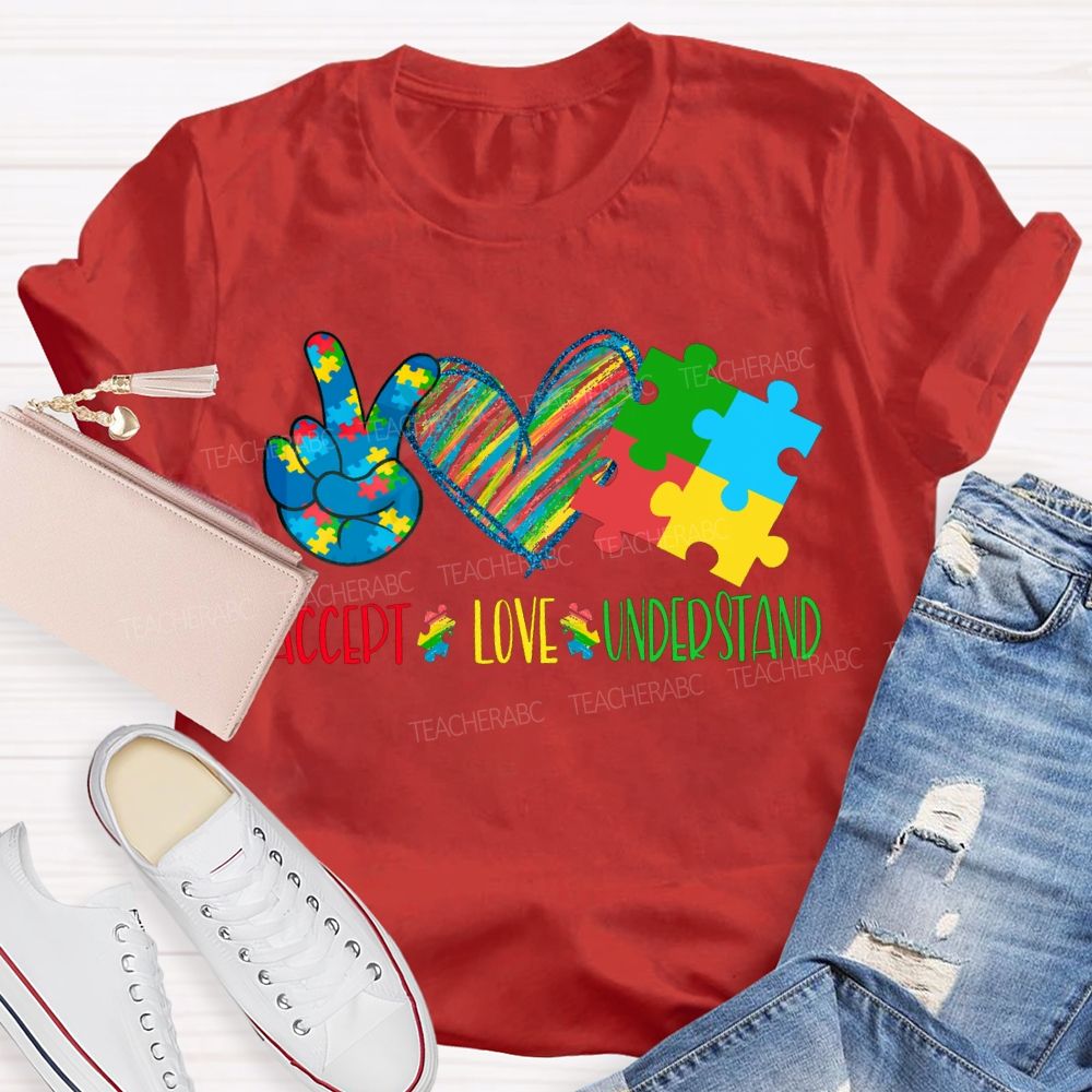 Accept Love Understand Colorful Hearts T-shirt