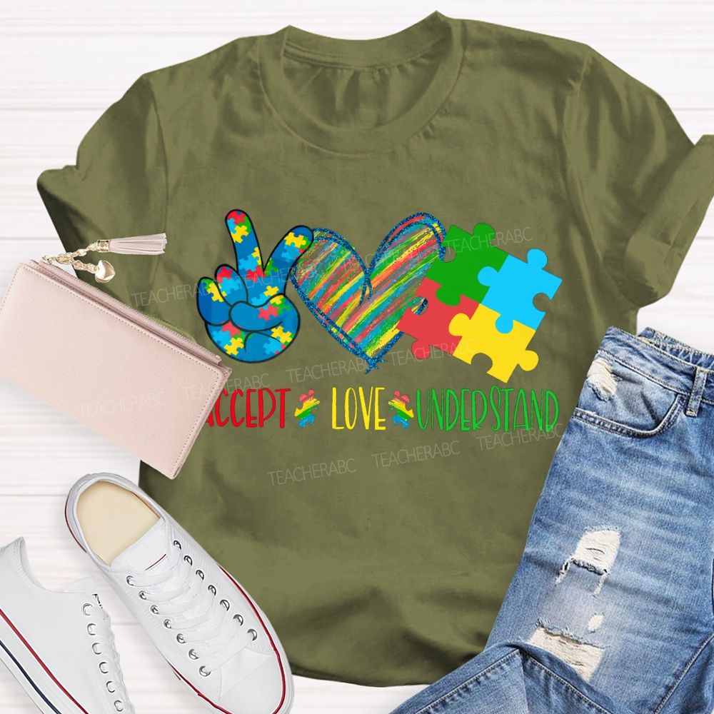 Accept Love Understand Colorful Hearts T-shirt