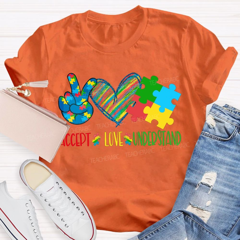 Accept Love Understand Colorful Hearts T-shirt