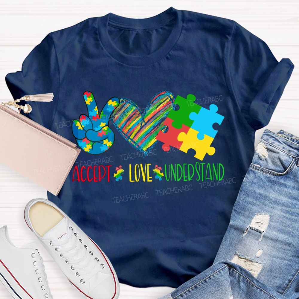 Accept Love Understand Colorful Hearts T-shirt