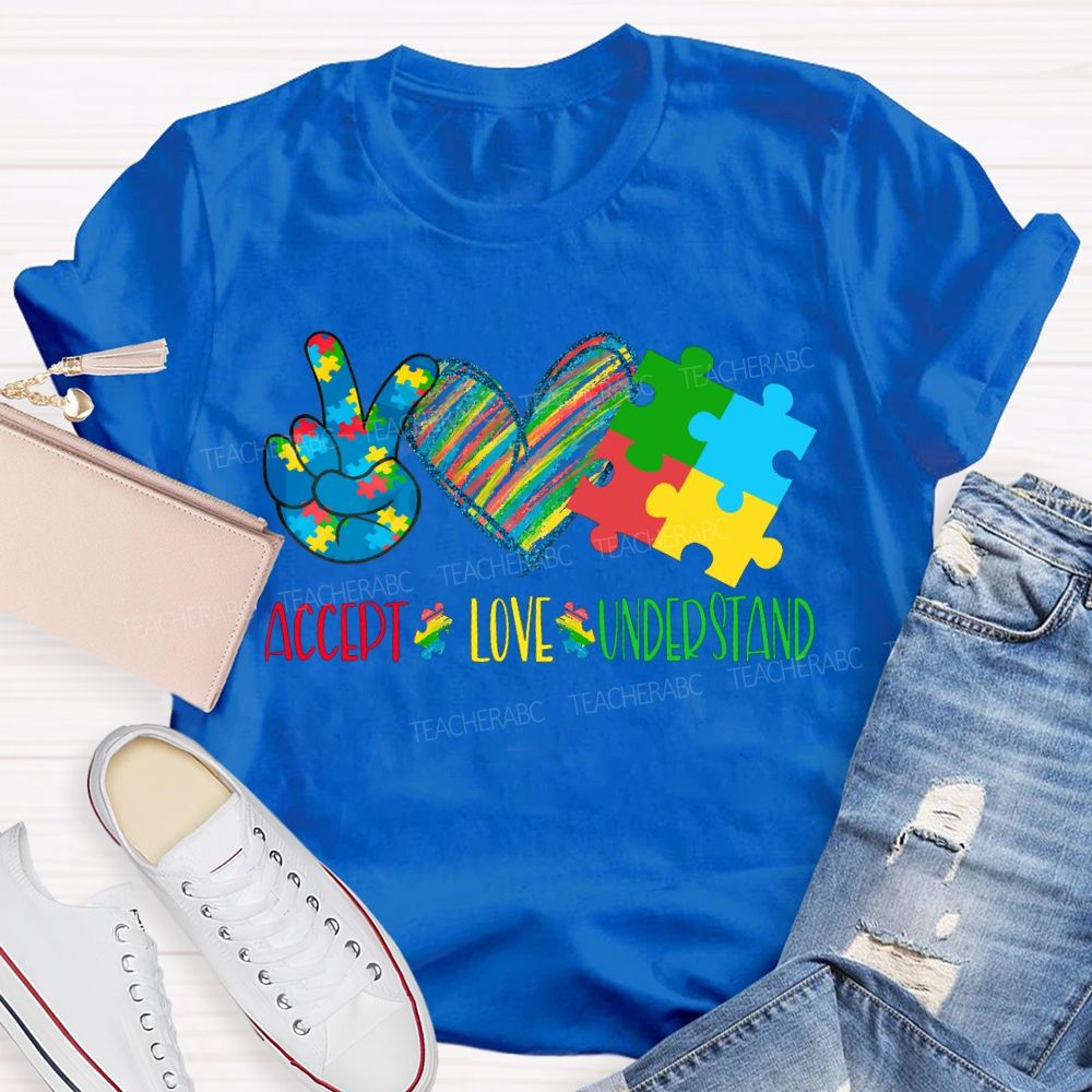 Accept Love Understand Colorful Hearts T-shirt