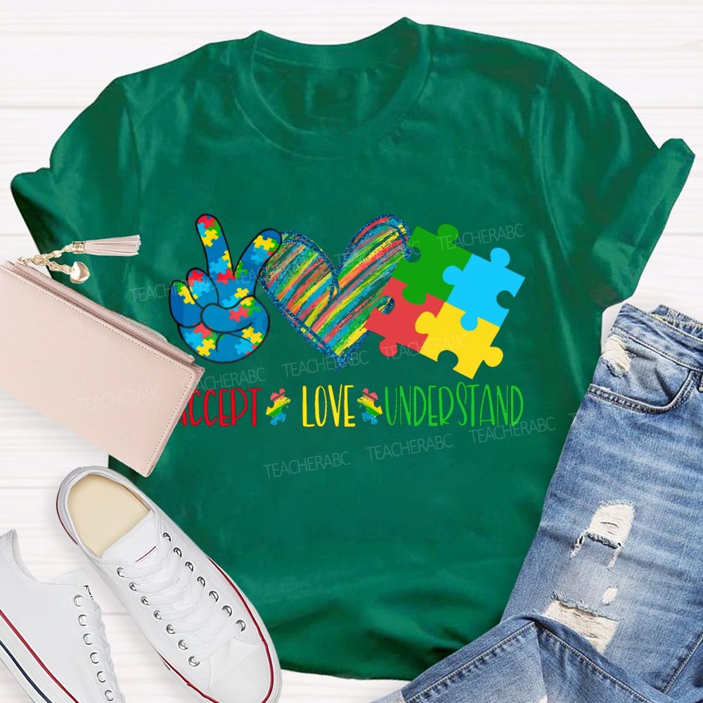 Accept Love Understand Colorful Hearts T-shirt