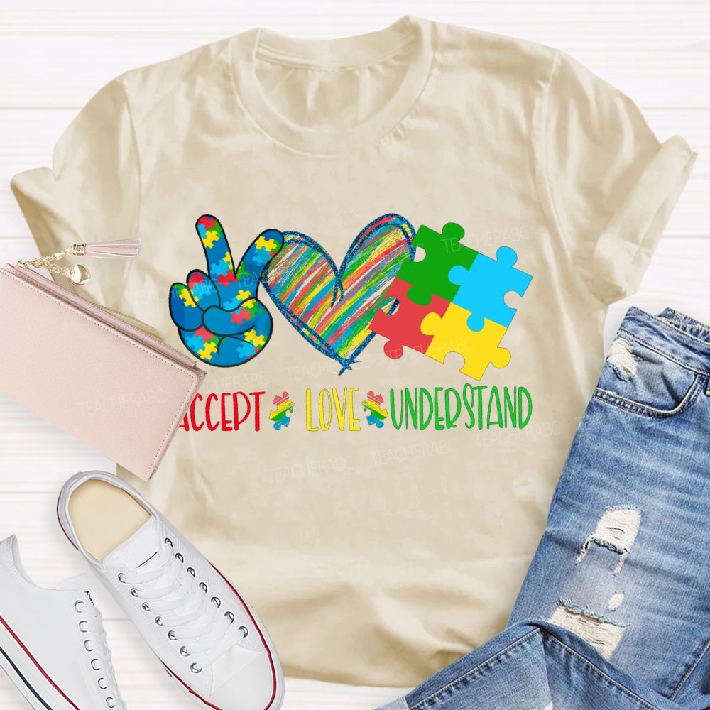 Accept Love Understand Colorful Hearts T-shirt