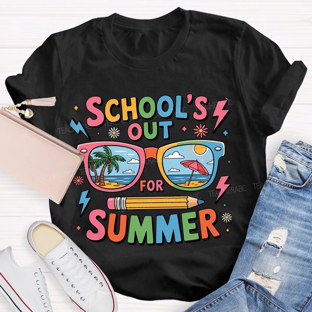 School' Out For Summer Colored Font T-shirt