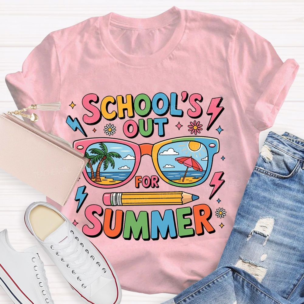 School' Out For Summer Colored Font T-shirt