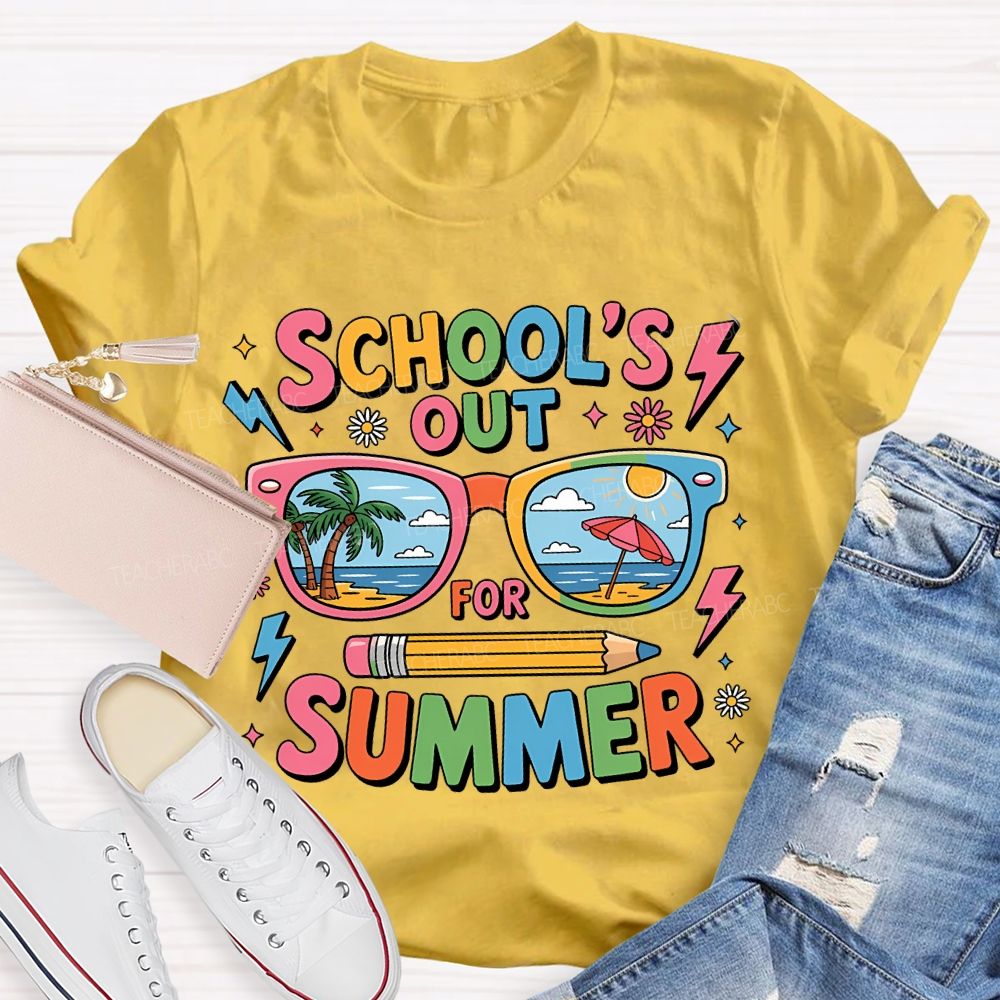 School' Out For Summer Colored Font T-shirt