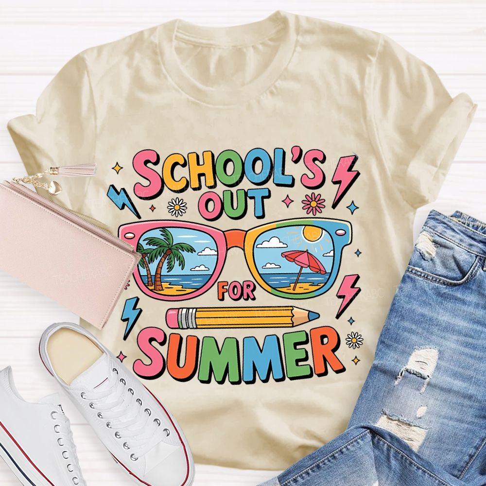 School' Out For Summer Colored Font T-shirt