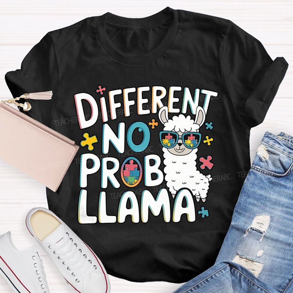 Different No Prob Llama Teacher T-shirt