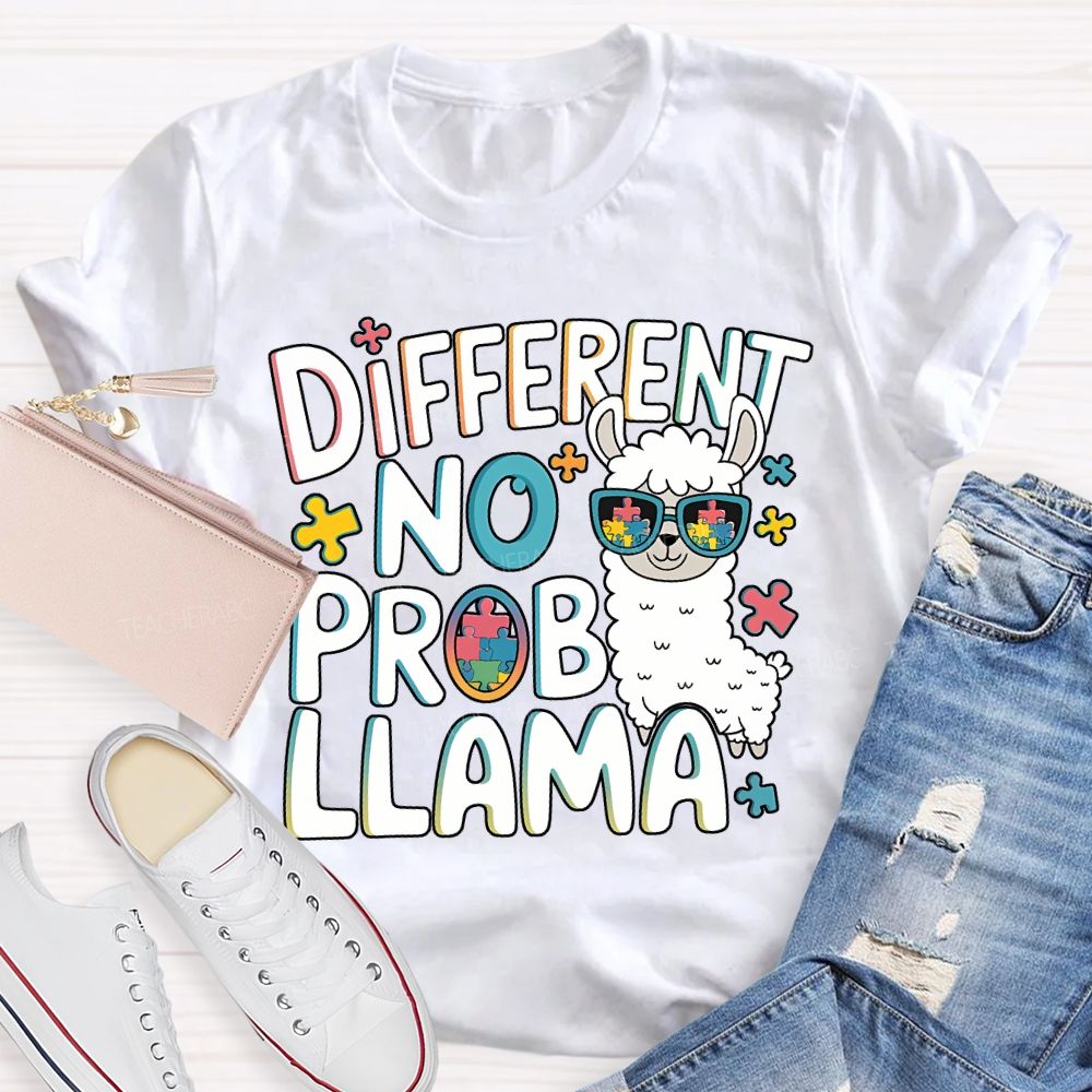 Different No Prob Llama Teacher T-shirt