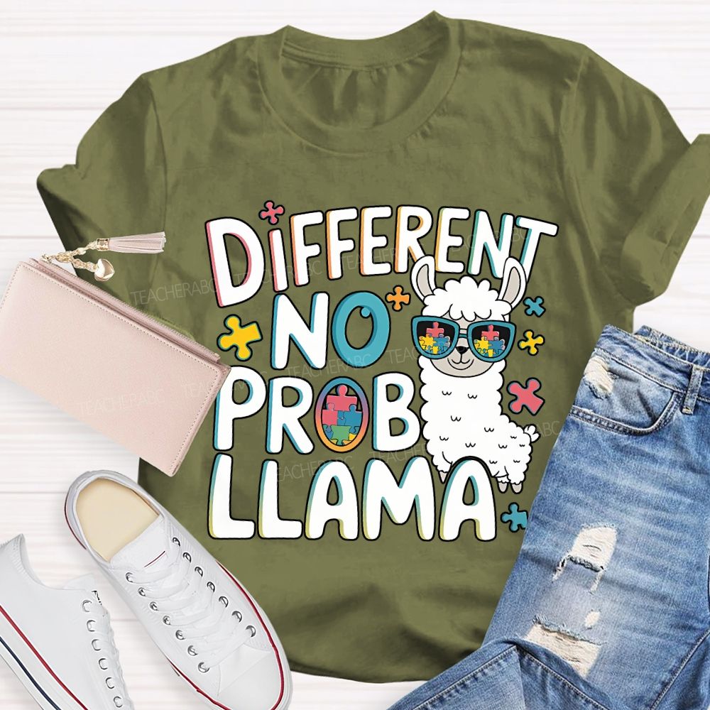 Different No Prob Llama Teacher T-shirt