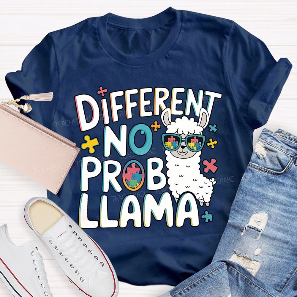 Different No Prob Llama Teacher T-shirt